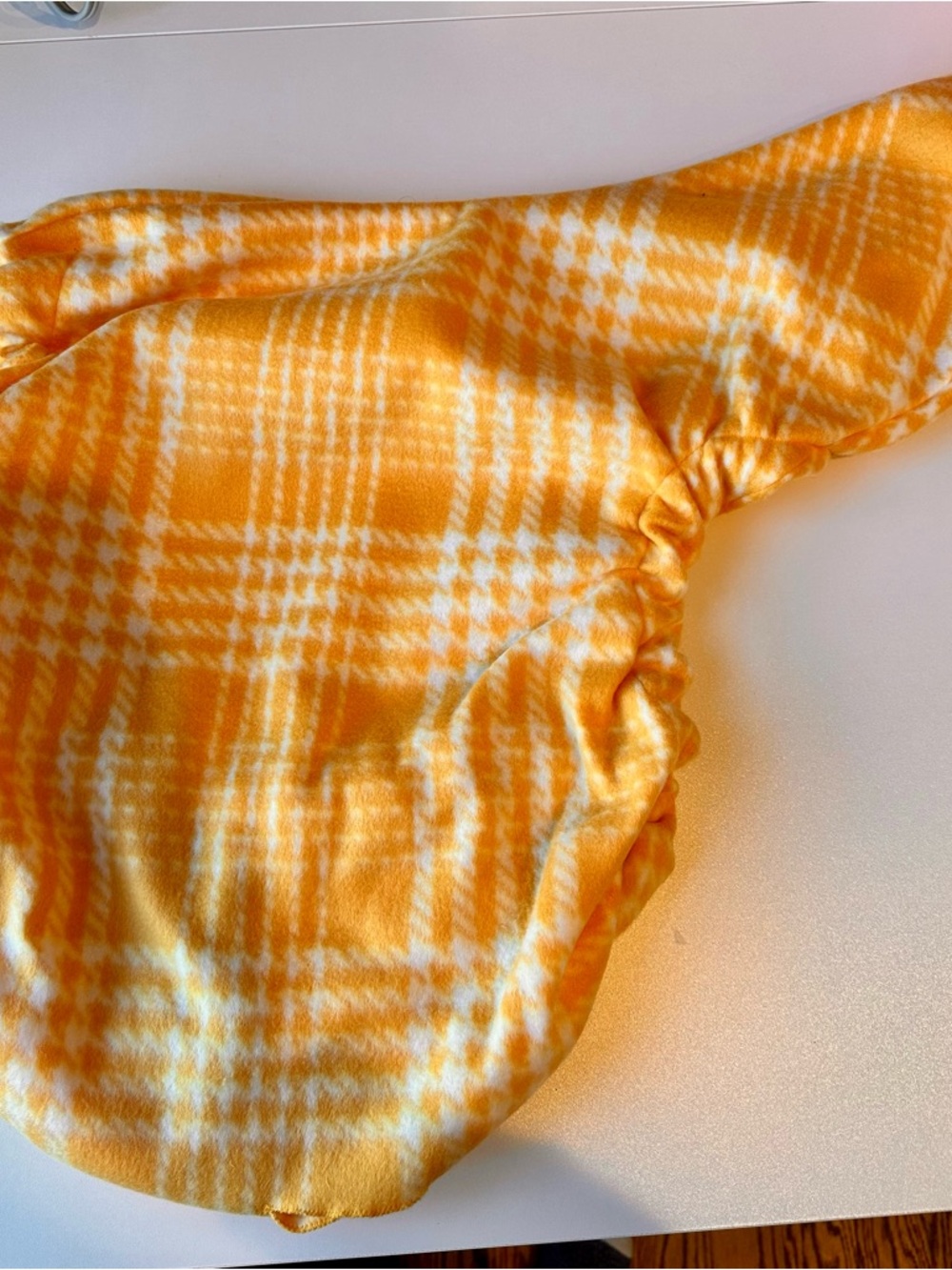Yellow & White Plaid fleece saddle cover